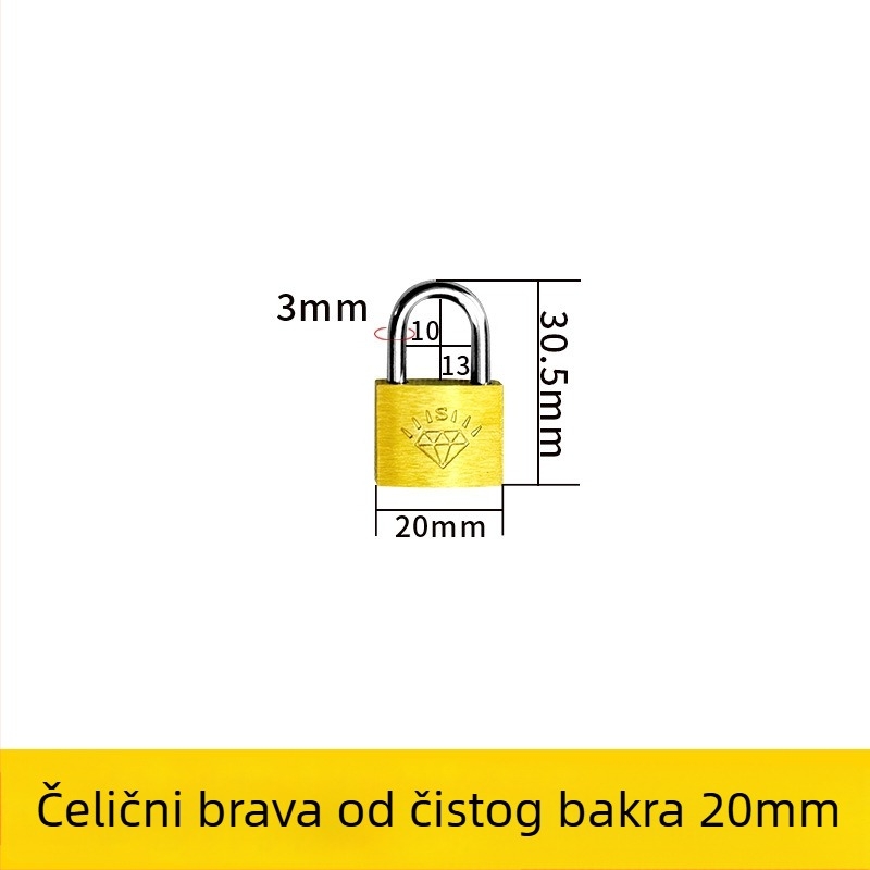 Katanac od mesinga – XB marka, kućanski katanac, Model Brass, Moderan minimalistički stil, Opseg primjene: Ostalo
