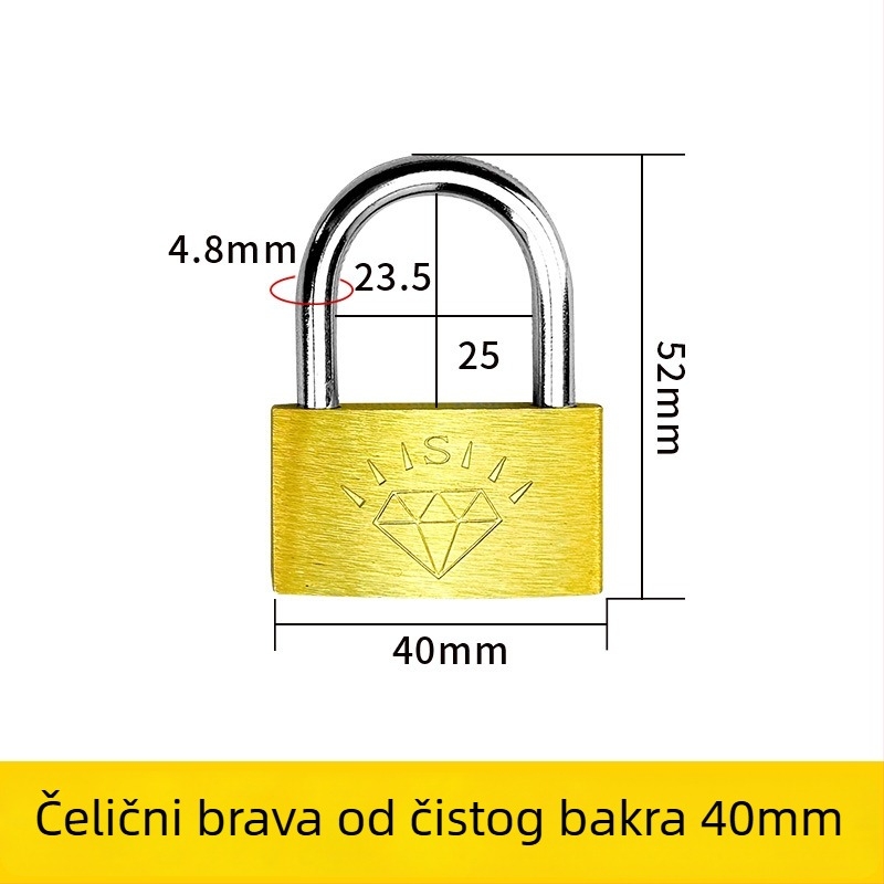 Katanac od mesinga – XB marka, kućanski katanac, Model Brass, Moderan minimalistički stil, Opseg primjene: Ostalo