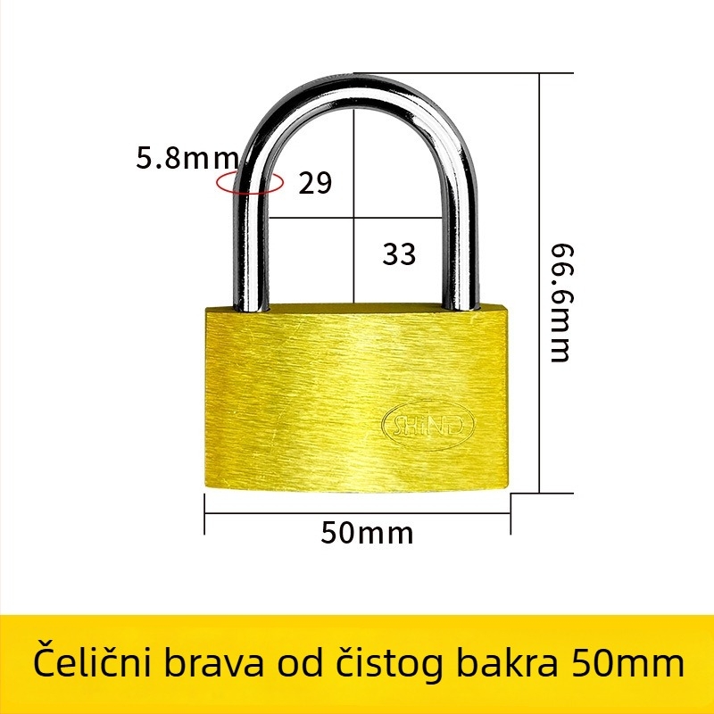 Katanac od mesinga – XB marka, kućanski katanac, Model Brass, Moderan minimalistički stil, Opseg primjene: Ostalo