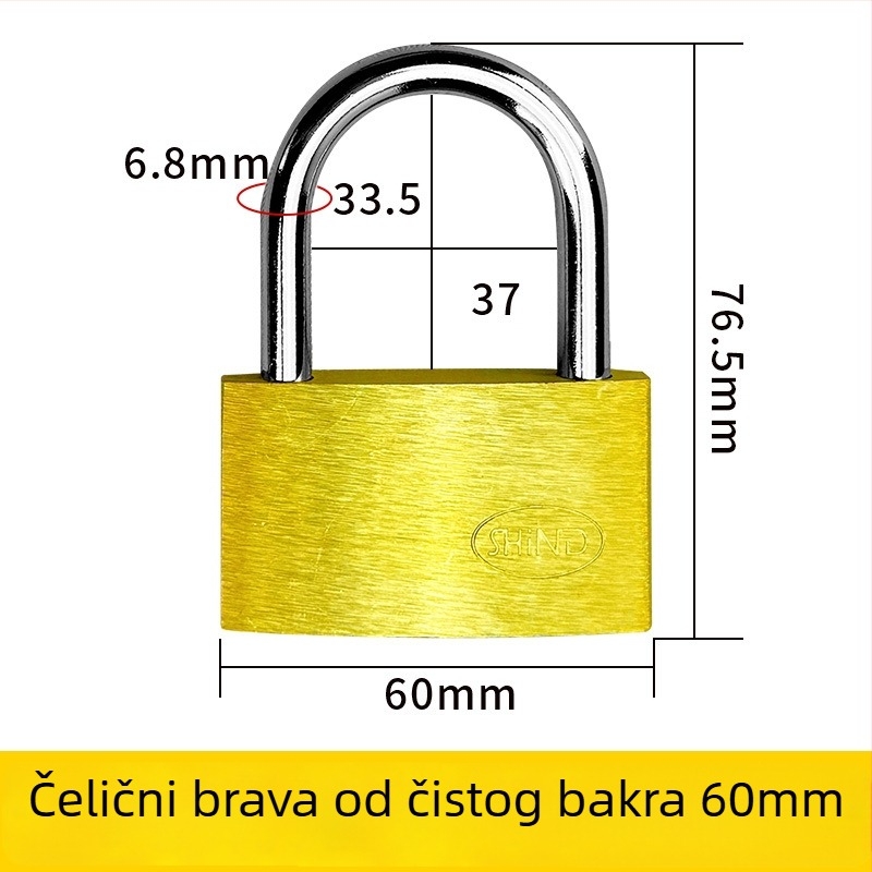 Katanac od mesinga – XB marka, kućanski katanac, Model Brass, Moderan minimalistički stil, Opseg primjene: Ostalo