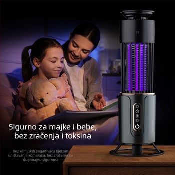 LED-lampa za ubijanje komaraca, pokrivenost 21–30 m², način ubijanja: svjetlosna zamka i električni šok, vrijeme punjenja 1–3 sata, vijek trajanja baterije 8–12 sati