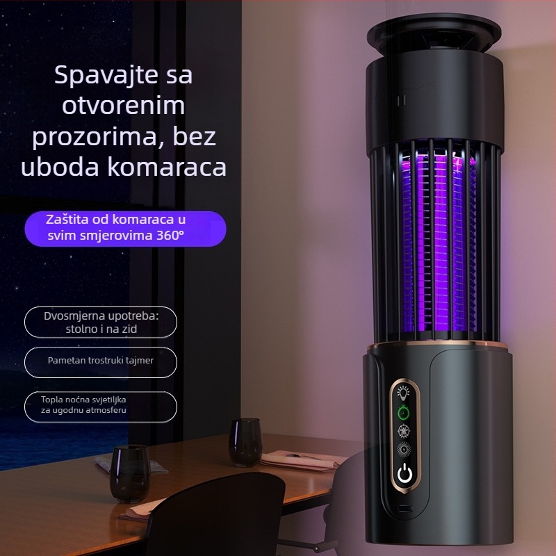 LED-lampa za ubijanje komaraca, pokrivenost 21–30 m², način ubijanja: svjetlosna zamka i električni šok, vrijeme punjenja 1–3 sata, vijek trajanja baterije 8–12 sati