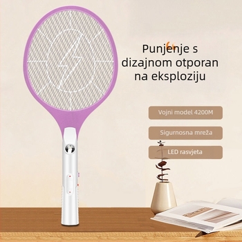 Električna mreža za komarce – Dvostruka funkcija lampe za ubijanje komaraca, zamjenjiva baterija, trajanje baterije preko 12 sati, svjetlosna cijev