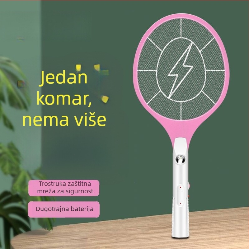 Električna mreža za komarce – Dvostruka funkcija lampe za ubijanje komaraca, zamjenjiva baterija, trajanje baterije preko 12 sati, svjetlosna cijev