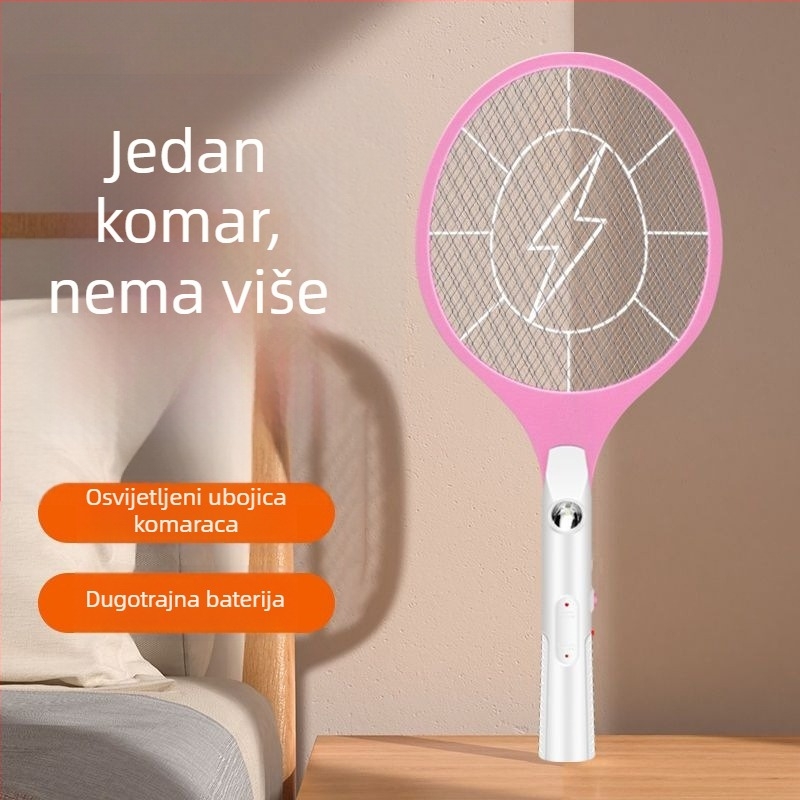 Električna mreža za komarce – Dvostruka funkcija lampe za ubijanje komaraca, zamjenjiva baterija, trajanje baterije preko 12 sati, svjetlosna cijev