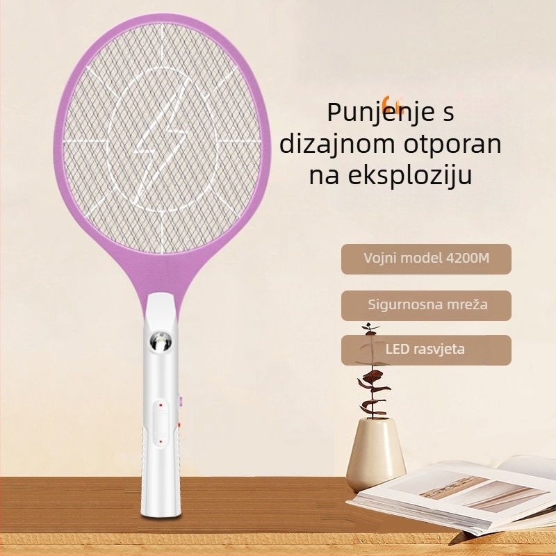 Električna mreža za komarce – Dvostruka funkcija lampe za ubijanje komaraca, zamjenjiva baterija, trajanje baterije preko 12 sati, svjetlosna cijev