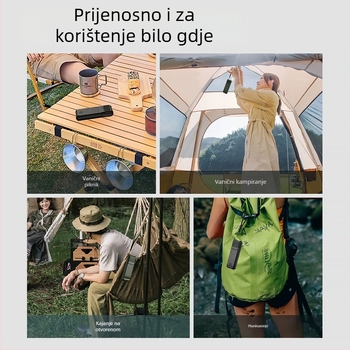 Prijenosni vanjski uređaj za odbijanje komaraca sa zagrijavajućom električnom spiralom, USB punjenje, pokrivenost 3–9 m², LED svjetlo za nužne situacije