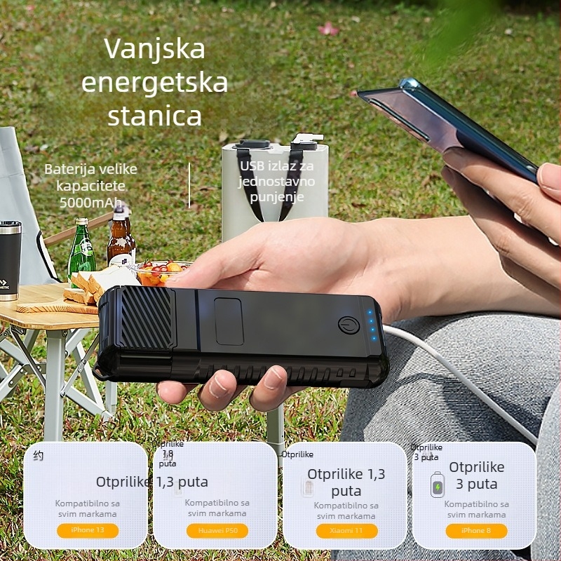 Prijenosni vanjski uređaj za odbijanje komaraca sa zagrijavajućom električnom spiralom, USB punjenje, pokrivenost 3–9 m², LED svjetlo za nužne situacije