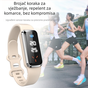 DIROSE Ultrazvučna narukvica za odbijanje komaraca s pedometrom, ugrađena baterija do 500 mAh, domet 10 m², kućište od ABS-a