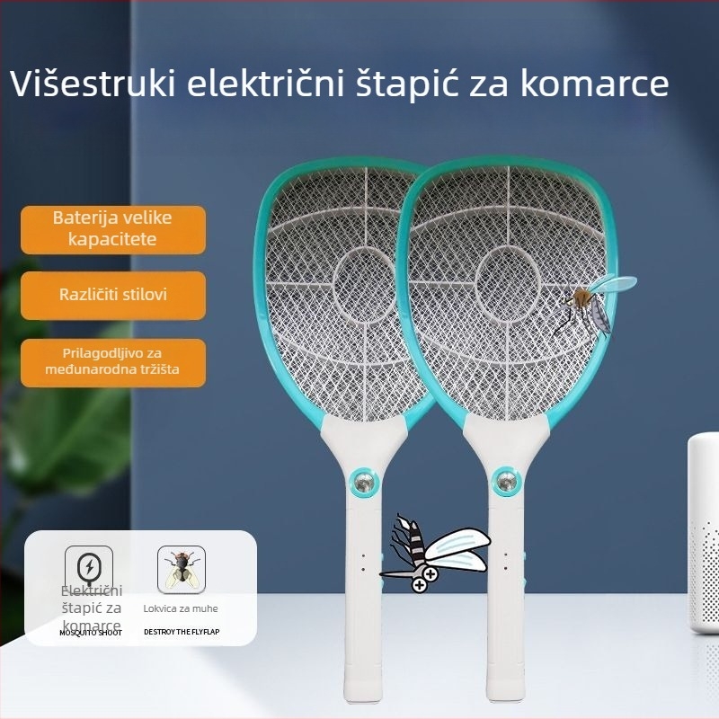 Električna štapna lopatica za komarce s ugrađenom baterijom i LED svjetlom, pokrivenost 11–20 m², trajanje baterije 8–12 sati