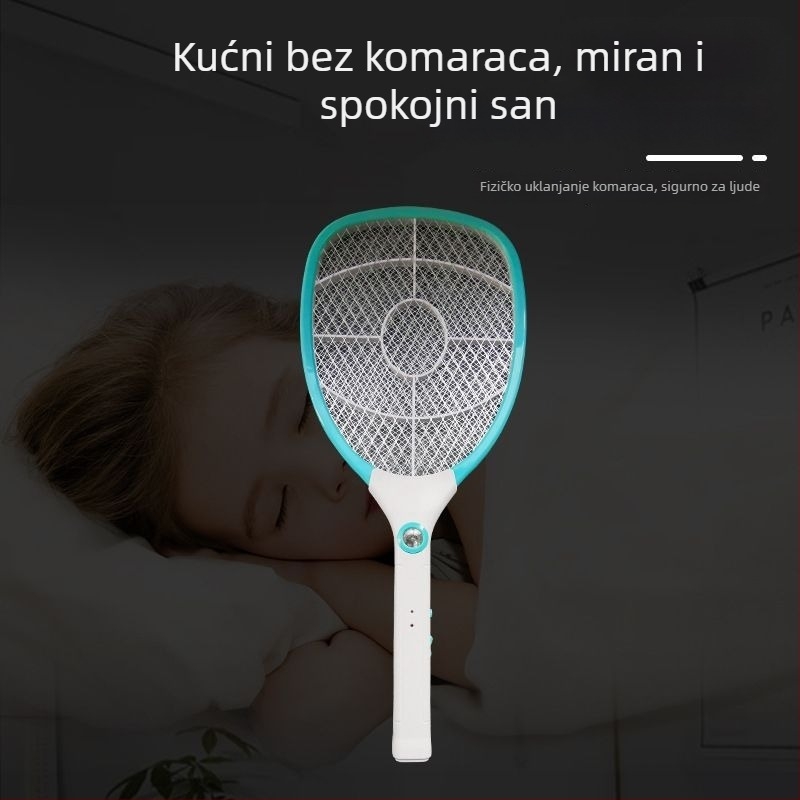 Električna štapna lopatica za komarce s ugrađenom baterijom i LED svjetlom, pokrivenost 11–20 m², trajanje baterije 8–12 sati
