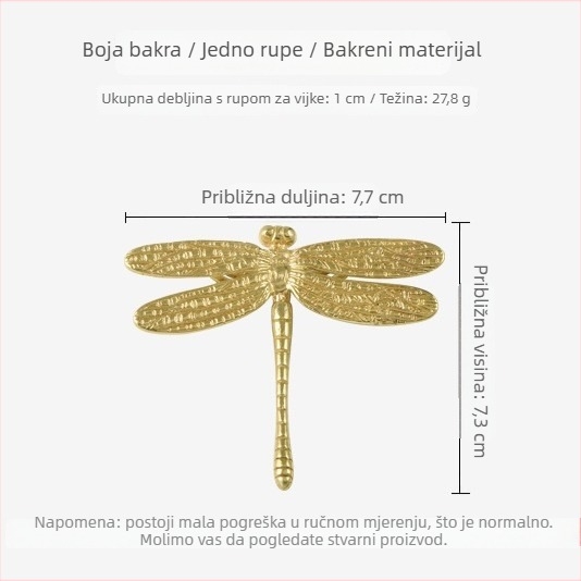 Rućica za namještaj s dizajnom insekta – bakrena odljeva, površinska montaža, novi kineski stil namještaja