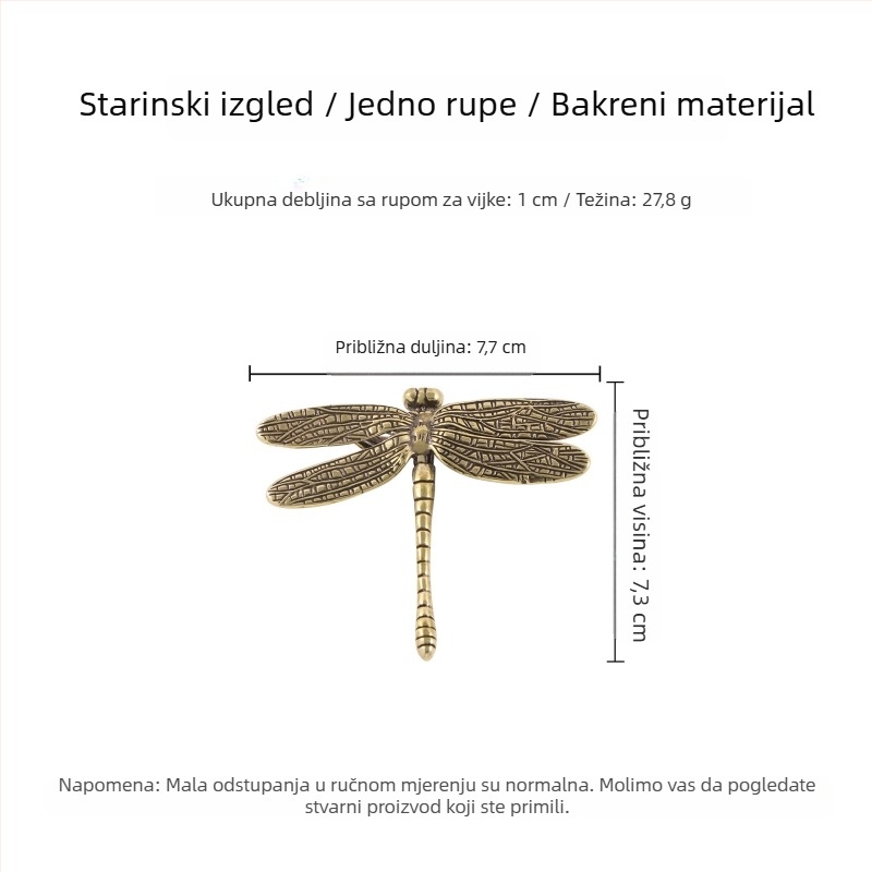 Rućica za namještaj s dizajnom insekta – bakrena odljeva, površinska montaža, novi kineski stil namještaja
