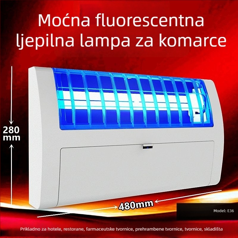 Ljepljiva lampa za ubijanje komaraca s UV svjetlom, pokrivenost 61㎡+, model E36/E36L, ljepilni tip, bez baterije
