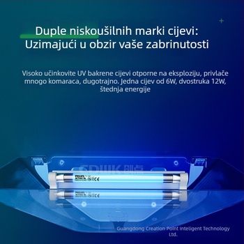 Unutarnja lampa za uništavanje komaraca s ljepkom hvatanja, LED svjetlo, 360° rotacija, zamjenjiva baterija, pokrivenost 61 m² i više