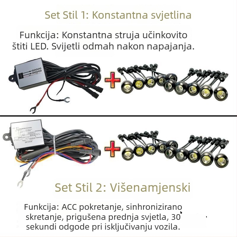Univerzalne Eagle Eye LED dnevne svjetiljke, visoka svjetlost, vodootporne, visoke snage, žuto upozoravajuće svjetlo