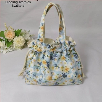 Unisex platnena torba s cvjetnim uzorkom, podstava od poliestera, čvrsta konstrukcija, tote stil