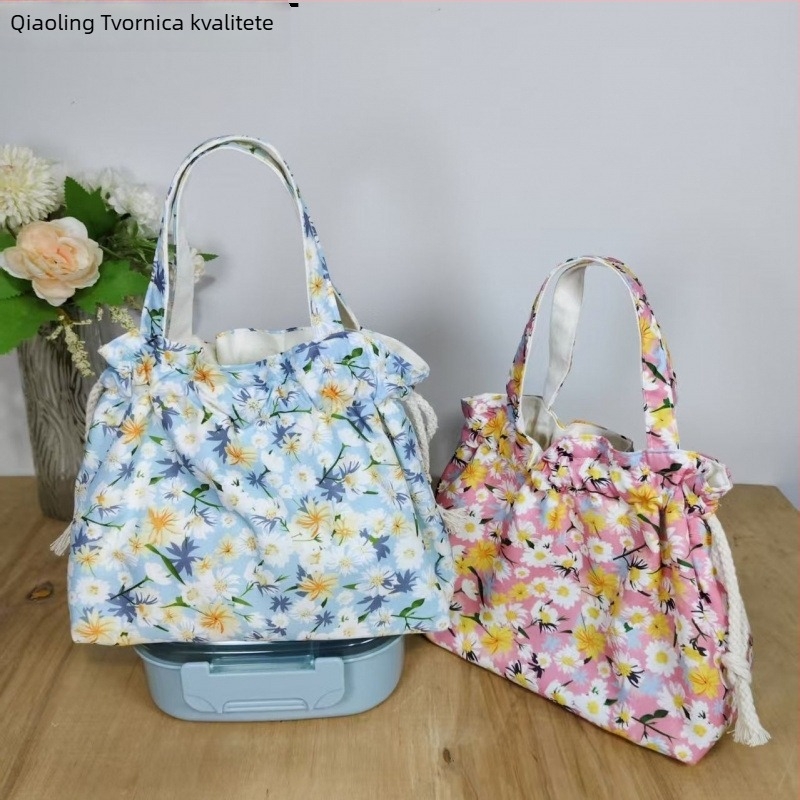 Unisex platnena torba s cvjetnim uzorkom, podstava od poliestera, čvrsta konstrukcija, tote stil