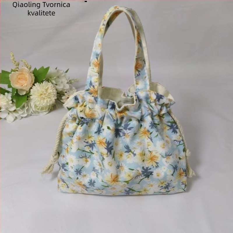Unisex platnena torba s cvjetnim uzorkom, podstava od poliestera, čvrsta konstrukcija, tote stil