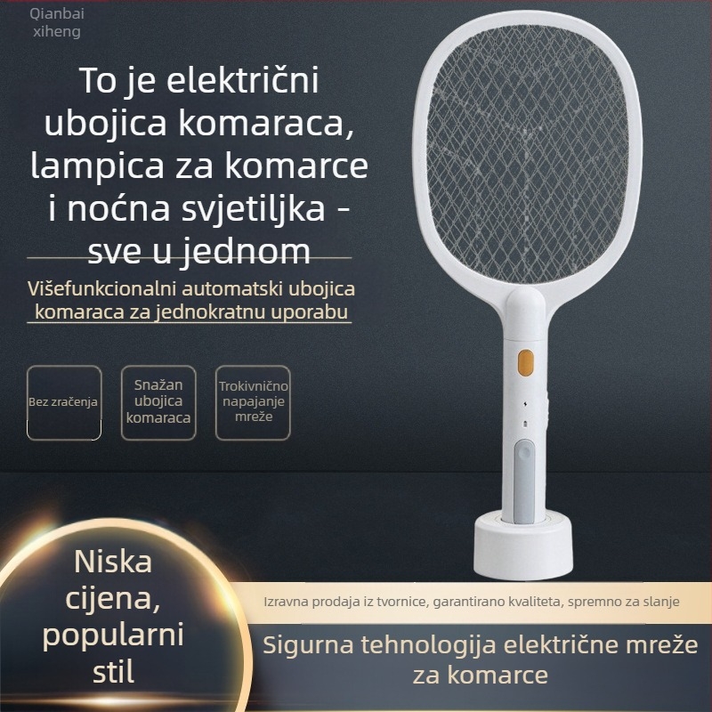 2-u-1 LED električni komarac štap za kućnu upotrebu, pokrivenost 41–60 m², ugrađena baterija 501–800 mAh, vrijeme punjenja 5–8 sati, reguliranje razina snage
