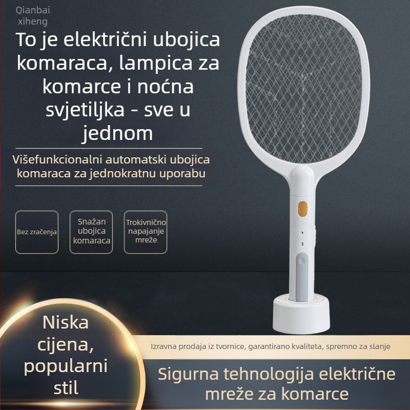 2-u-1 LED električni komarac štap za kućnu upotrebu, pokrivenost 41–60 m², ugrađena baterija 501–800 mAh, vrijeme punjenja 5–8 sati, reguliranje razina snage