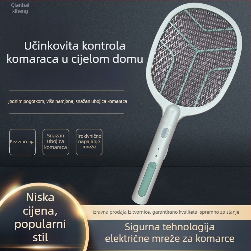 2-u-1 LED električni komarac štap za kućnu upotrebu, pokrivenost 41–60 m², ugrađena baterija 501–800 mAh, vrijeme punjenja 5–8 sati, reguliranje razina snage