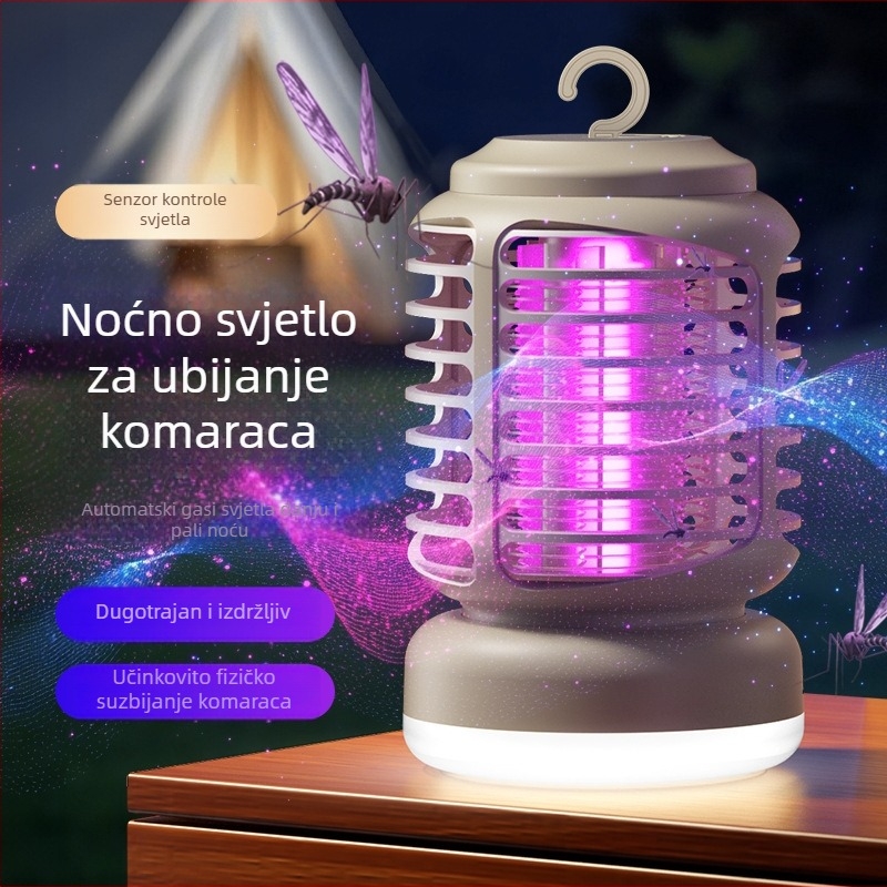 Vanjska USB lampica za ubijanje komaraca s električnim šokom, s ugrađenom baterijom i ambijentalnim osvjetljenjem