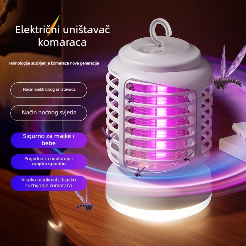 Vanjska USB lampica za ubijanje komaraca s električnim šokom, s ugrađenom baterijom i ambijentalnim osvjetljenjem