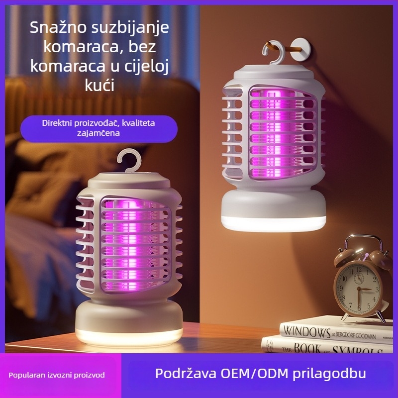 Vanjska USB lampica za ubijanje komaraca s električnim šokom, s ugrađenom baterijom i ambijentalnim osvjetljenjem