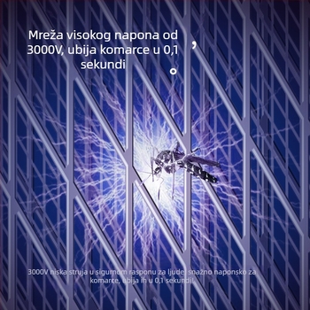 Električna lopatica za komarce sa LED svjetlom, ugrađena baterija 1001-1600 mAh, pokrivenost 11-20 m², vrijeme punjenja 1-3 sata, mreža Ni-Zn-Fe (11-20 m², 1-3 sata punjenja, 1001-1600 mAh, mreža Ni-Zn-Fe)