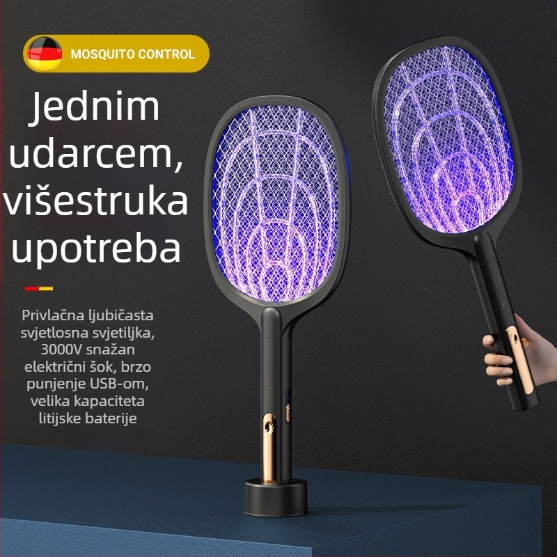 Dva u jedan električni komarac-ubijač, punjivi, za zid, s LED svjetlom i aluminijskom mrežom