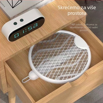 Električna reketa za komarce - sklopiva, četiri u jedan, USB punjenje, kut rotacije 0–180°, ugrađena baterija 1000 mAh