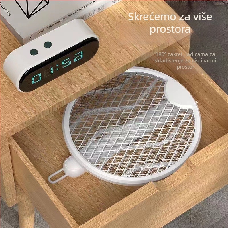Električna reketa za komarce - sklopiva, četiri u jedan, USB punjenje, kut rotacije 0–180°, ugrađena baterija 1000 mAh