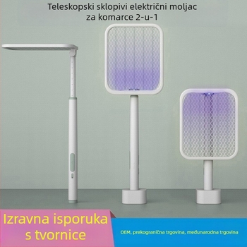 Sklopni električni odvijač za komarce s ugrađenom baterijom 1001–1600 mAh, domet 11–20 m², vrijeme punjenja 1–3 sata, LED privlačnost i električni udar