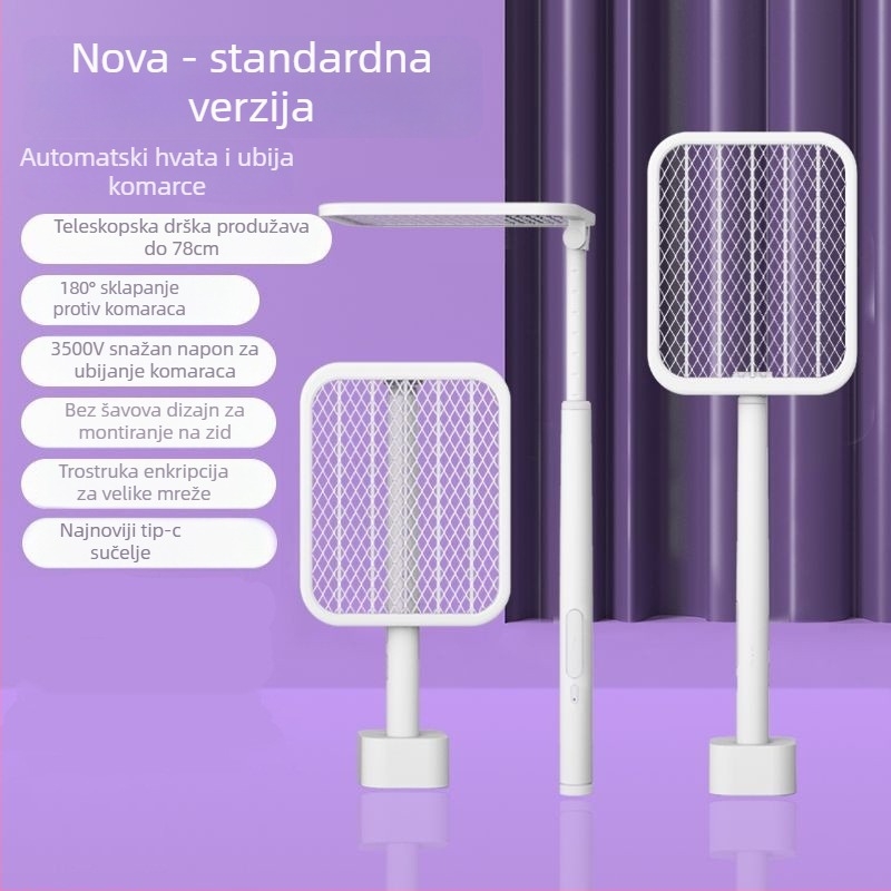Sklopni električni odvijač za komarce s ugrađenom baterijom 1001–1600 mAh, domet 11–20 m², vrijeme punjenja 1–3 sata, LED privlačnost i električni udar