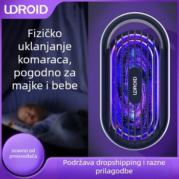 LED lampica za komarce s hvatanjem i elektrošokom, pokrivenost 21–30 m², napajanje iz utičnice, ABS kućište, mreža od nikla-cinka-željeza