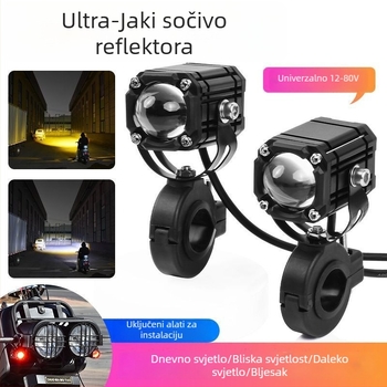 Reflektor za motocikl Demonove oči s treperavim crvenim zrakom, novi leća, daleki i bliski snop, 8V