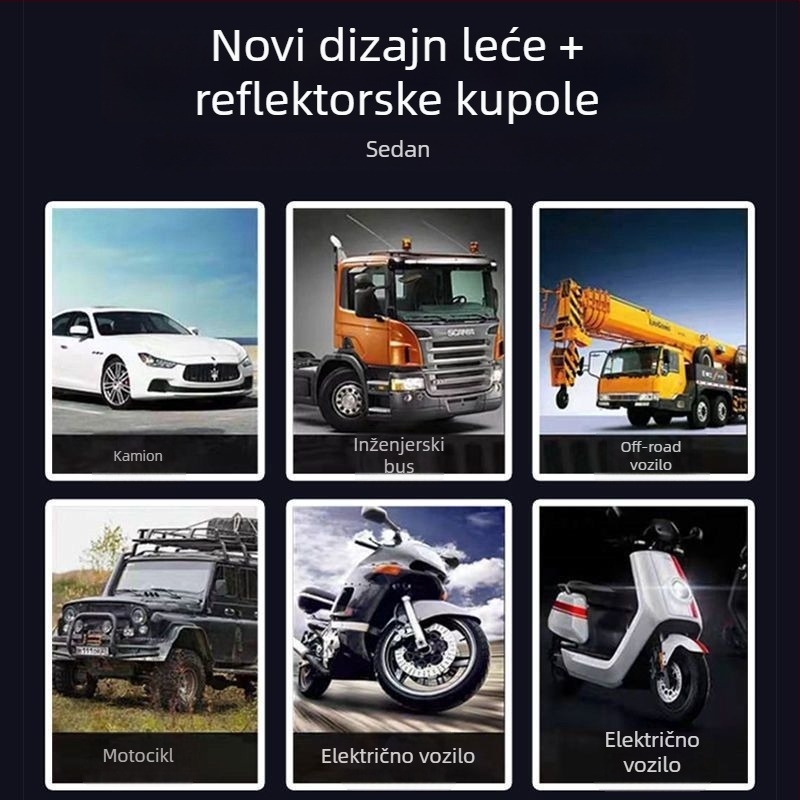 LED auto reflektor 12-80V, univerzalni, svjetlo za vožnju unatrag, kvadratni LED far za kamione, kombije, motocikle i električna vozila