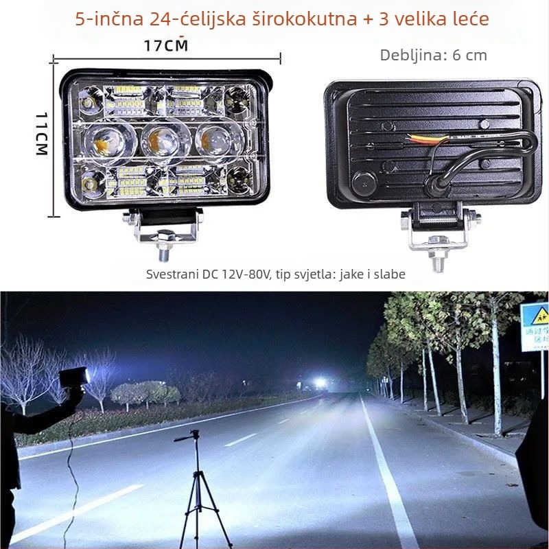 LED auto reflektor 12-80V, univerzalni, svjetlo za vožnju unatrag, kvadratni LED far za kamione, kombije, motocikle i električna vozila