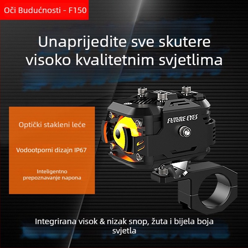 F150 LED reflektor za motocikl, 60W, 12-36V, 15-20A, kućište od aluminijske legure, vijek trajanja 5 godina