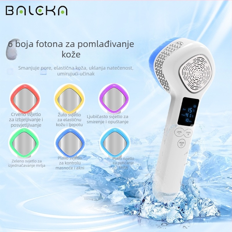 Profesionalni uređaj za fotorejuvenaciju lica s ledenim čekićem, masaža bojnom svjetlošću – toplo/hladno – OEM