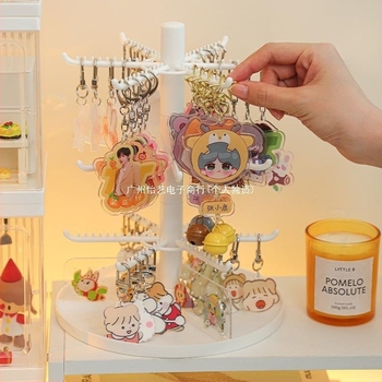 Stalak za pohranu ključeva i nakita, stolni prikazni stalak, dvostruki sloj, plastični materijal, ženski stil, kovano željezo okvir