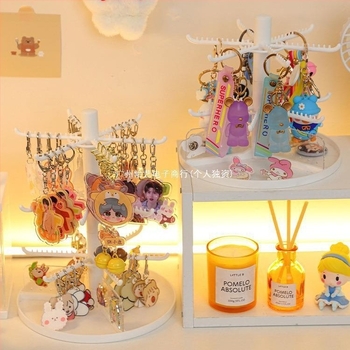 Stalak za pohranu ključeva i nakita, stolni prikazni stalak, dvostruki sloj, plastični materijal, ženski stil, kovano željezo okvir