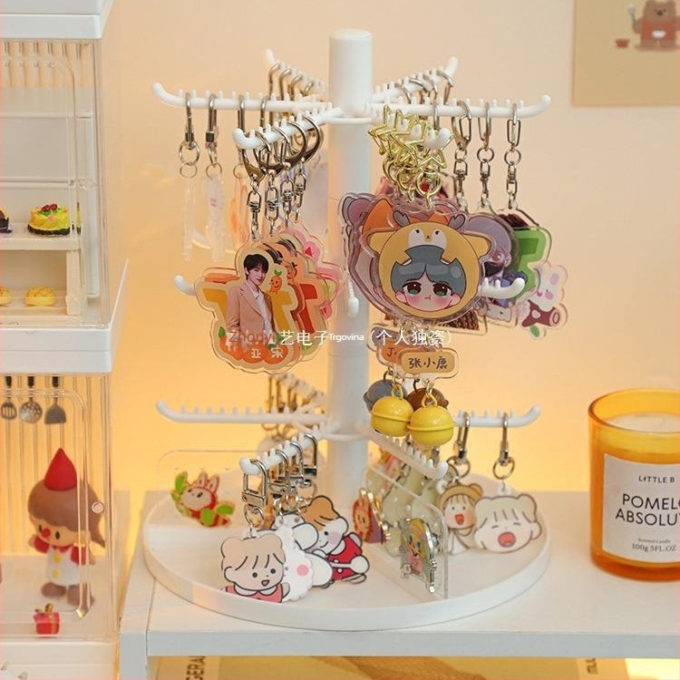 Stalak za pohranu ključeva i nakita, stolni prikazni stalak, dvostruki sloj, plastični materijal, ženski stil, kovano željezo okvir