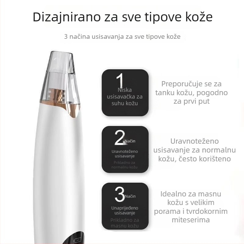 X3 ultrazvučni kožni uređaj, električni usisivač za mitesere, s 3 usisnim glavama, 3 brzine, čišćenje pora i smanjenje akni