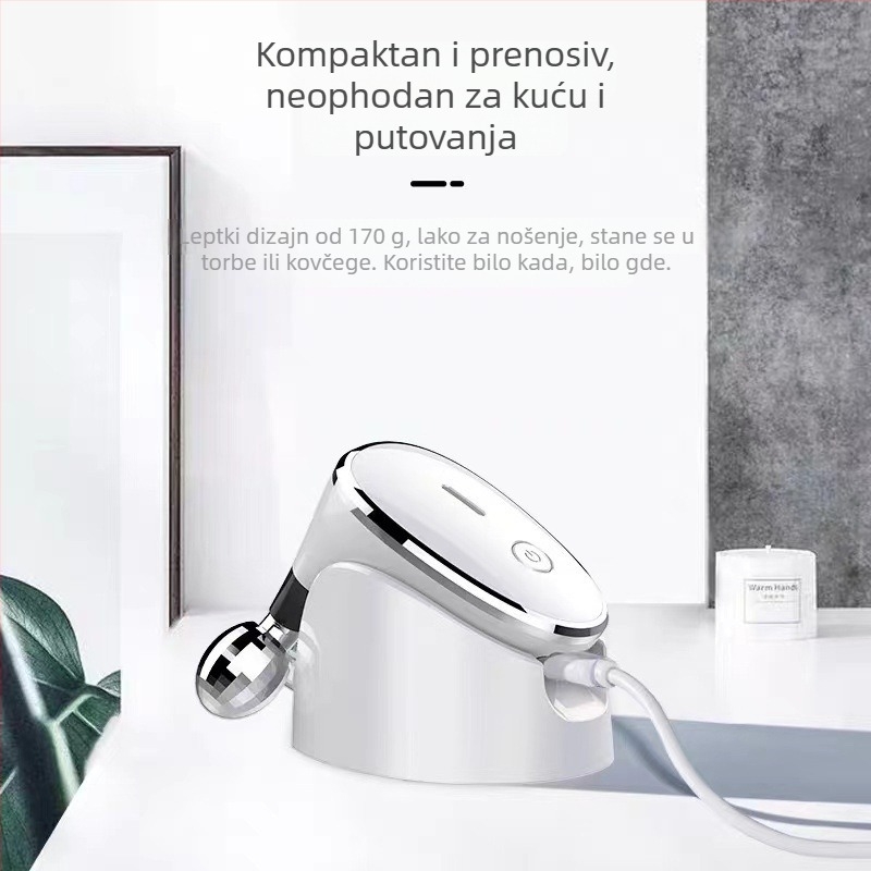 MasAžer za lice – prijenosni električni masažer lica s dvostrukom kuglom EMS visokofrekvencijski roller za lifting, ugrađena baterija 500–800 mAh, IPX7