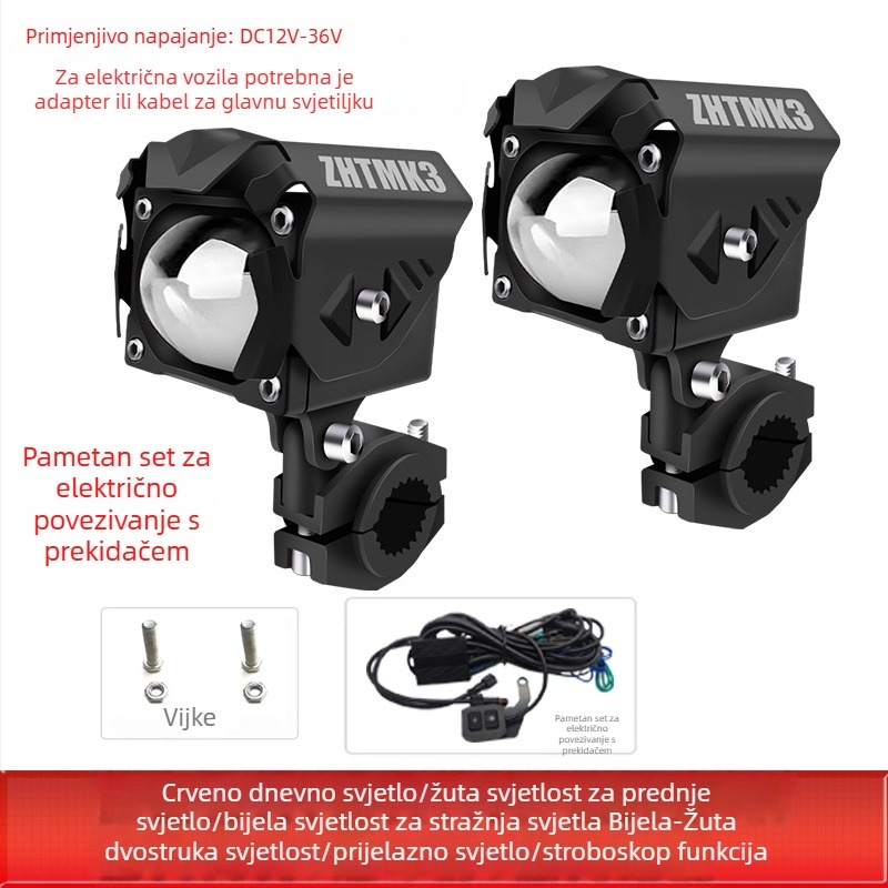 Motorska LED spot svjetiljka s univerzalnim lećama, 12-36V, 60W (par), aluminijska legura + PC, s poklopcem, MK3