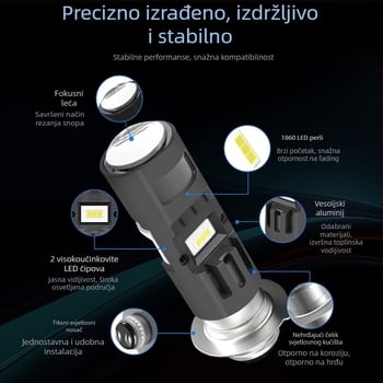 Motociklistični LED reflektor s lećom P15D/H4, montaža s jednim ili trostrukim držalom (12V, aluminij, LEDs, AAAAA, 50000 h)
