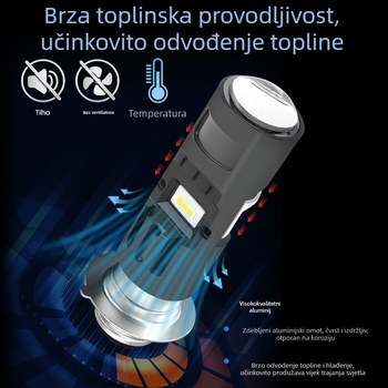 Motociklistični LED reflektor s lećom P15D/H4, montaža s jednim ili trostrukim držalom (12V, aluminij, LEDs, AAAAA, 50000 h)
