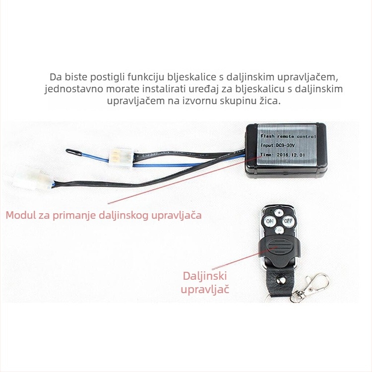 Motocikl LED prekidač i kabelski priključak – 12V, LED 160W, IP67, 30.000 h, OEM kućište lampe, univerzalni modifikacijski kabel sa dvopolnim prekidačem